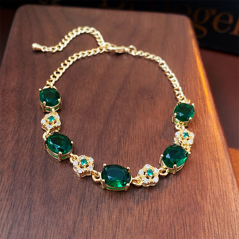 Green zircon and dotted zircon bracelet