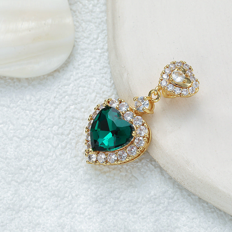 Small Peach Heart Emerald Ruby