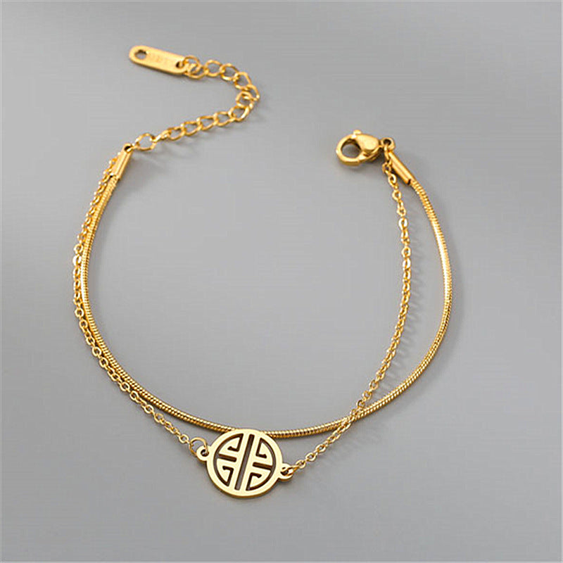 Double Layer Blessing Card Titanium Steel Bracelet