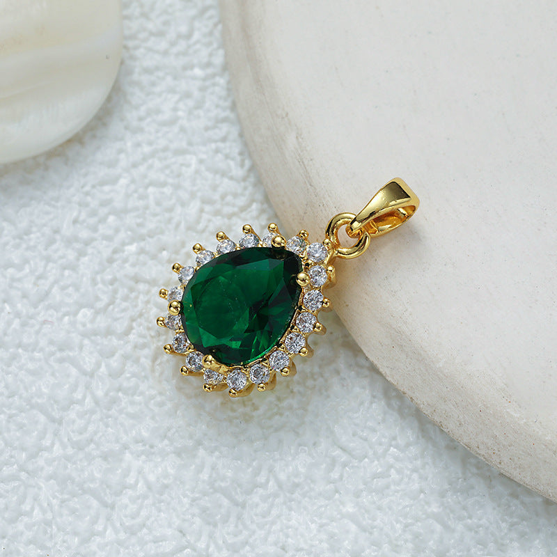Emeralds Ruby Pear Zircon Halo