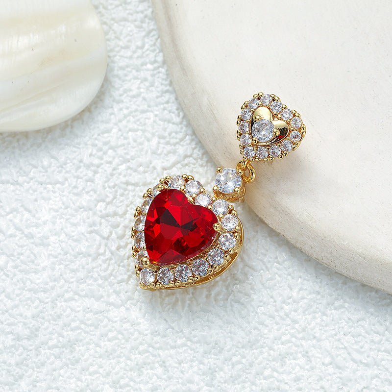 Small Peach Heart Emerald Ruby