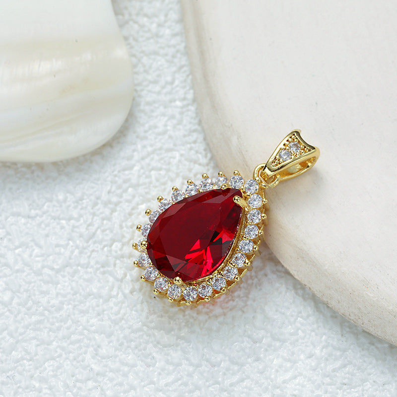 Emeralds Ruby Pear Zircon Halo