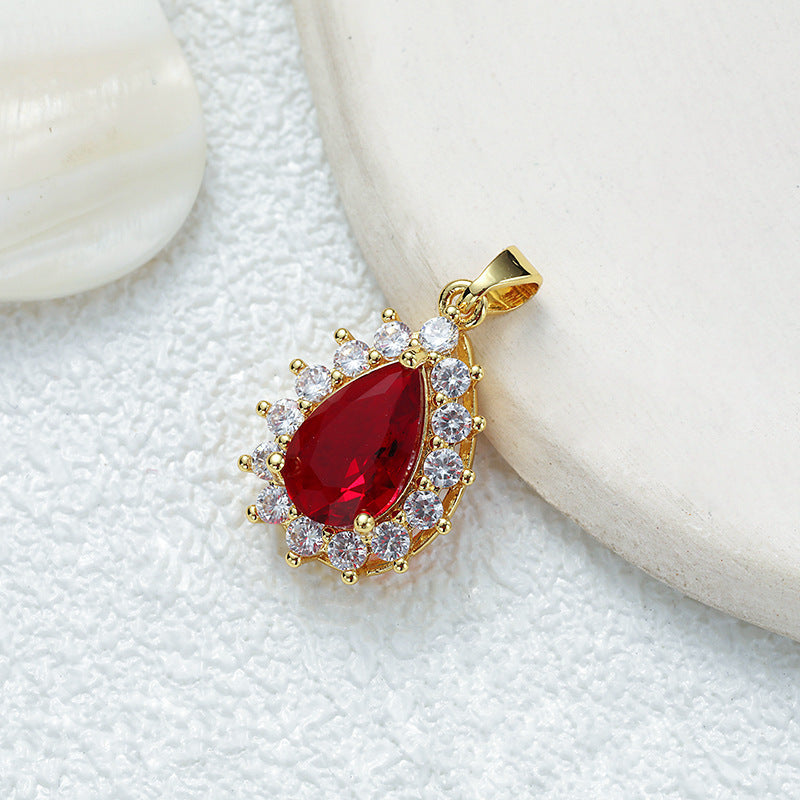 Emeralds Ruby Pear Zircon Halo
