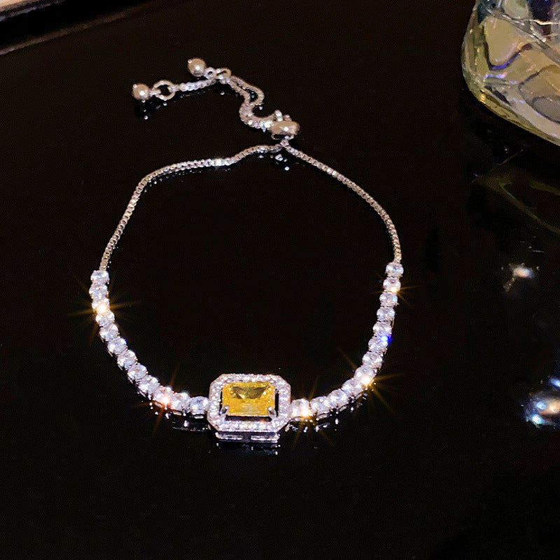 Square zircon bracelet (half chain)