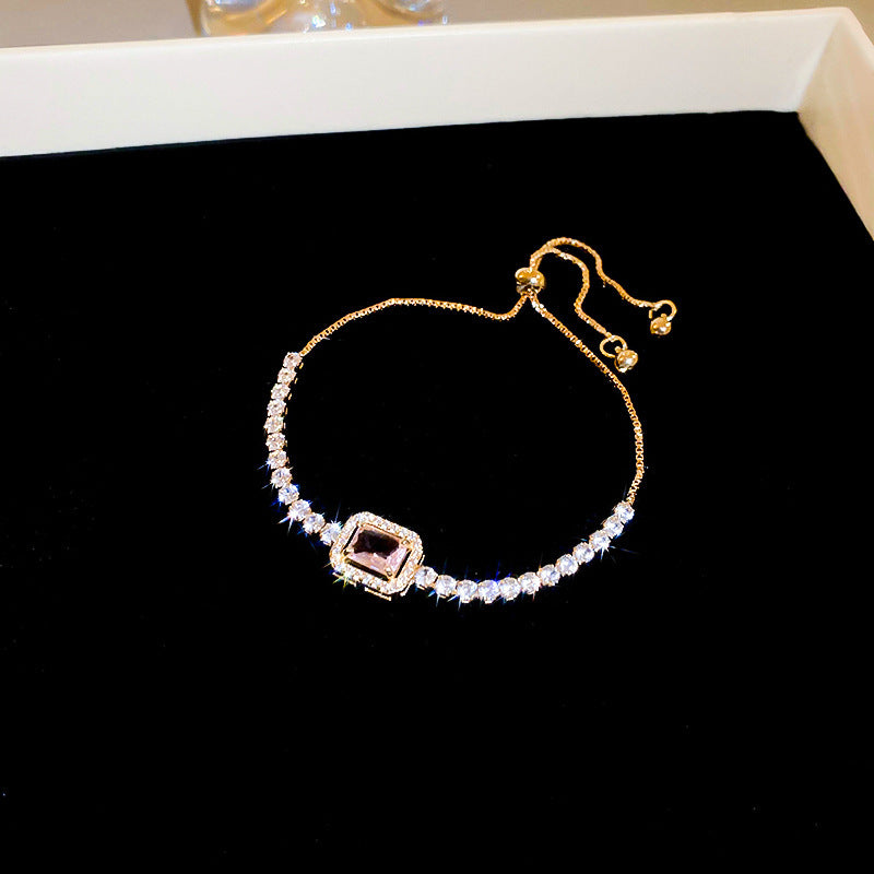 Square zircon bracelet (half chain)