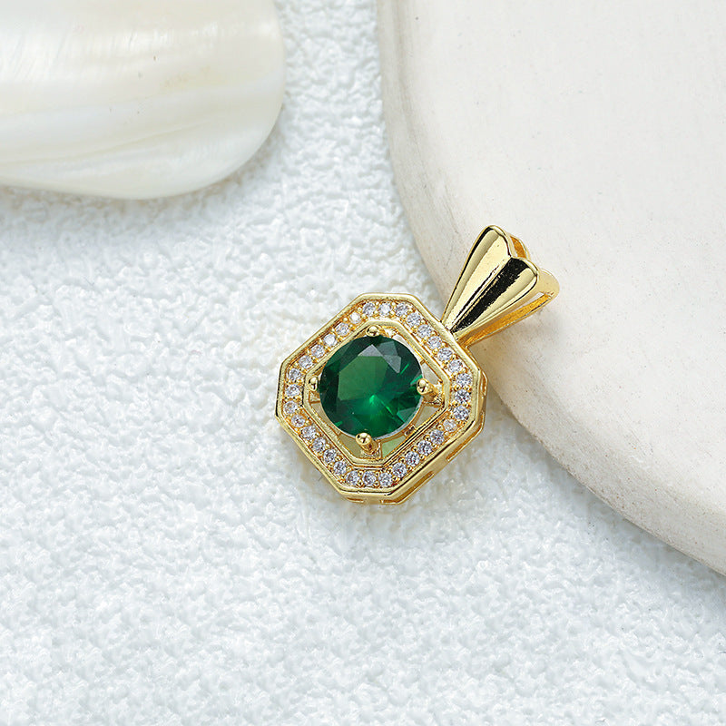 Emerald Fine Round Zircon Halo