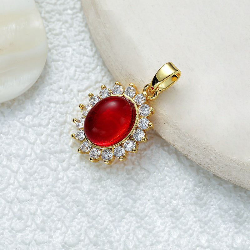 Ruby Oval Shape Zircon Halo