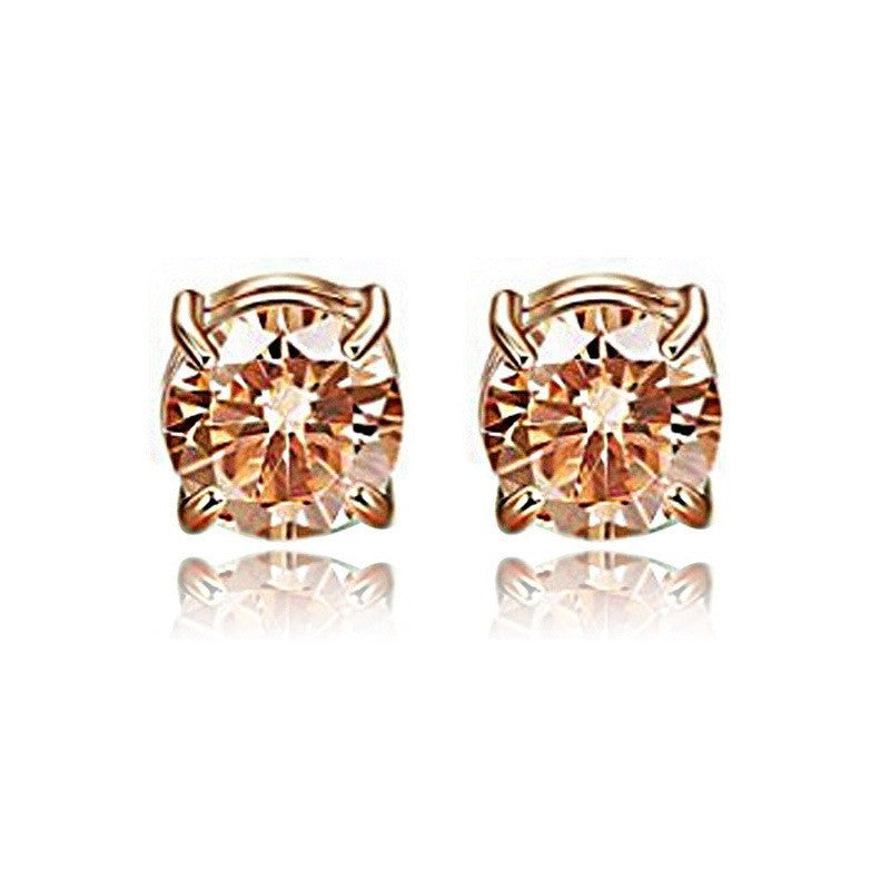Rose gold 6mm 8mm pair earrings