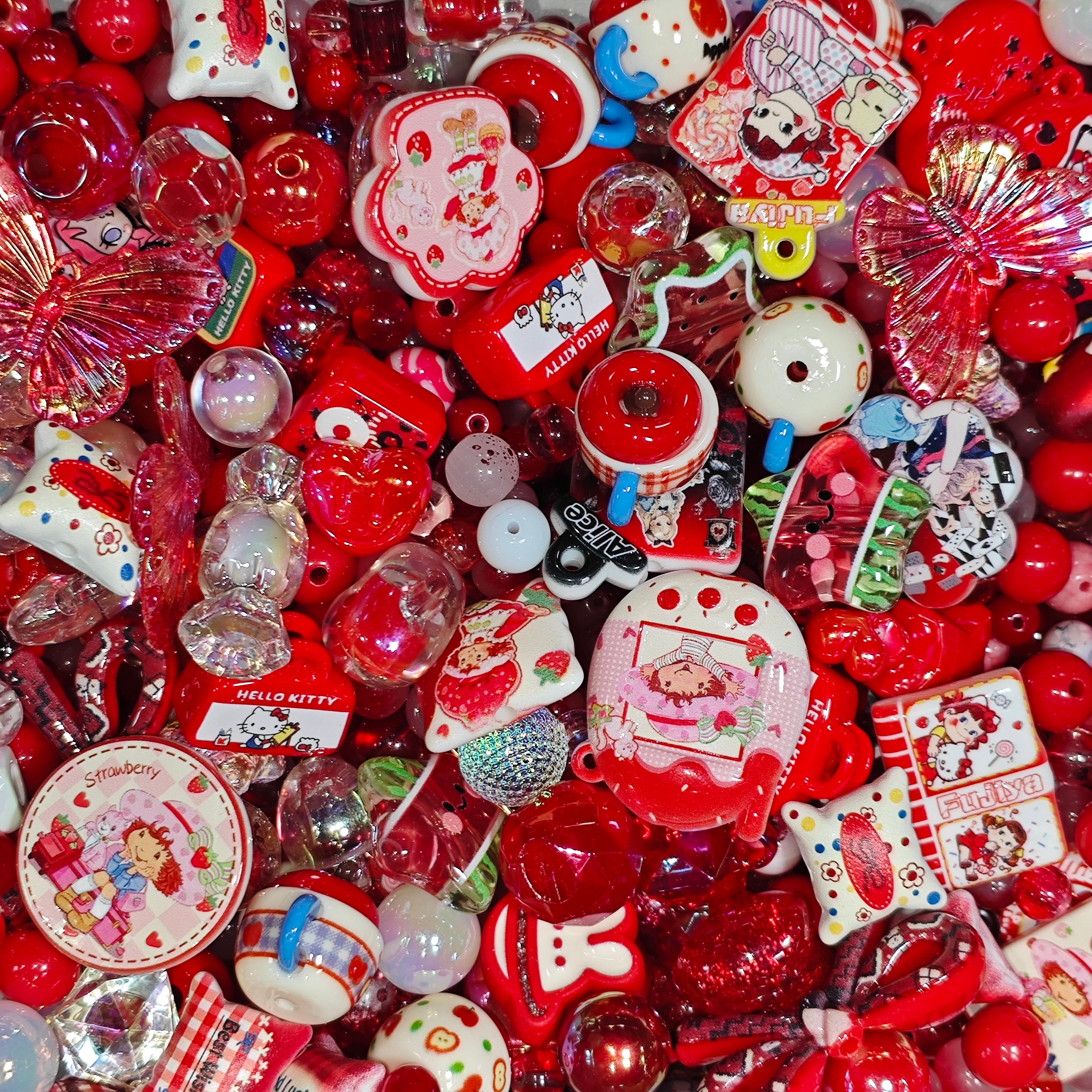 Acrylic beads-Red (for bracelet ,beadable pens, keychains, phone chains)